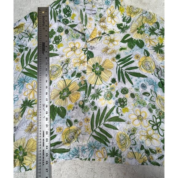 Harper Greer Womens XL White Multicolor Floral Swing Blouse Buttoned Long Sleeve - Picture 8 of 8